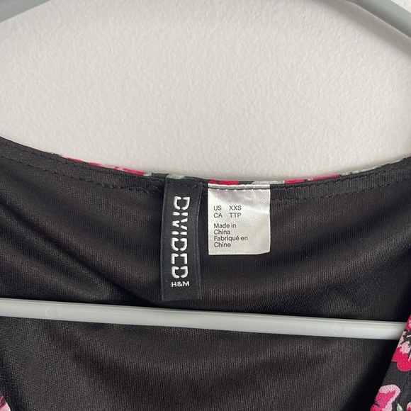 NEW H&M Floral Puff Sleeve V Neck Midi Dress XXS Fall - Picture 7 of 9